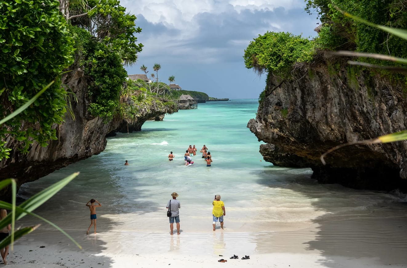 Turquoise water and tropical coastline in Zanzibar