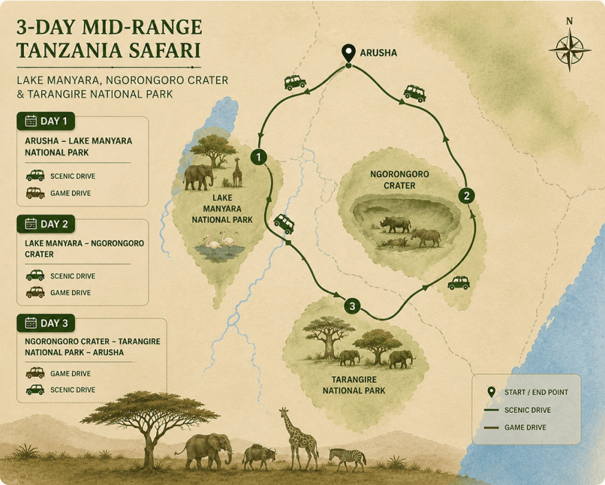 Tanzania safari map